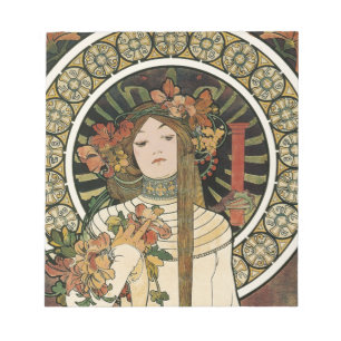 Vintage Art Nouveau Mucha Trappestine Poster Notepad