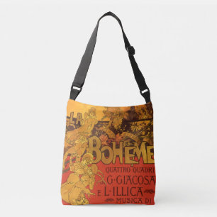 Vintage Art Nouveau Music, La Boheme Opera, 1896 Crossbody Bag