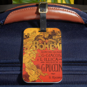Vintage Art Nouveau Music, La Boheme Opera, 1896 Luggage Tag
