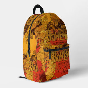 Vintage Art Nouveau Music, La Boheme Opera, 1896 Printed Backpack