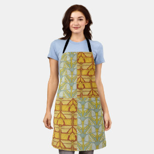 Vintage Art Nouveau Nature Grid Pattern Art Apron