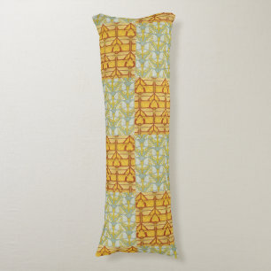 Vintage Art Nouveau Nature Grid Pattern Art Body Cushion