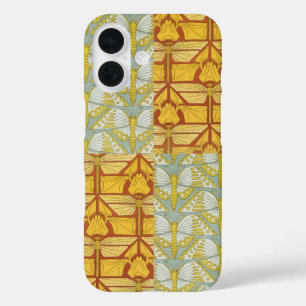 Vintage Art Nouveau Nature Grid Pattern Art iPhone 16 Case