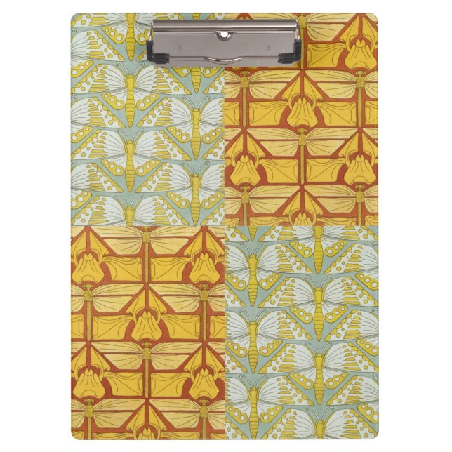 Vintage Art Nouveau Nature Grid Pattern Art Clipboard (Front)