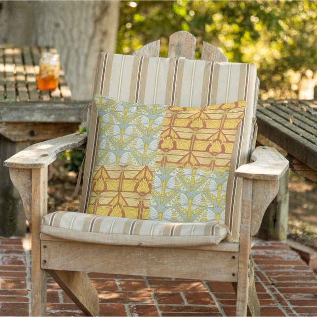 Vintage Art Nouveau Nature Grid Pattern Art Cushion (Chair)