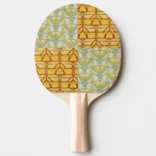 Vintage Art Nouveau Nature Grid Pattern Art Ping Pong Paddle