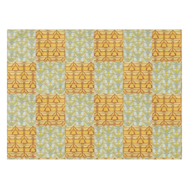 Vintage Art Nouveau Nature Grid Pattern Art Tablecloth (Front (Horizontal))