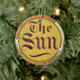 Vintage Art Nouveau, New York Sun Newspaper Ceramic Tree Decoration
