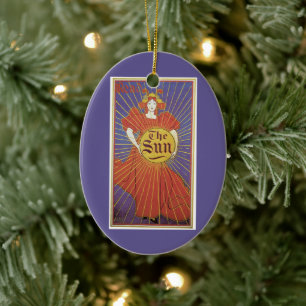 Vintage Art Nouveau, New York Sun Newspaper Ceramic Tree Decoration