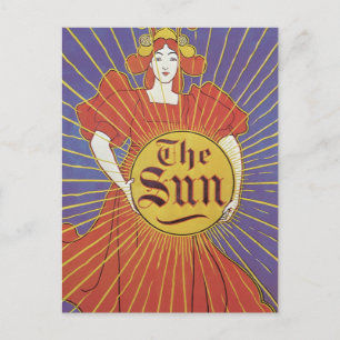 Vintage Art Nouveau, New York Sun Newspaper Postcard