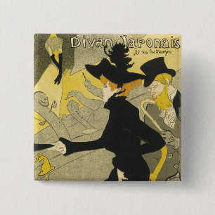 Vintage Art Nouveau Nightclub Cafe, Divan Japonais 15 Cm Square Badge