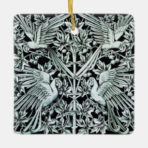 Vintage Art Nouveau Parrot Bird Floral Art Ceramic Ornament