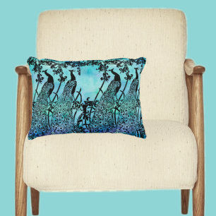 Vintage Art Nouveau Peacock Illustration Antique Decorative Cushion