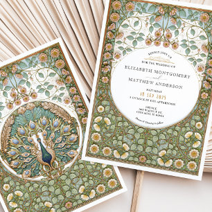 Vintage Art Nouveau Peacock Wedding Invitation