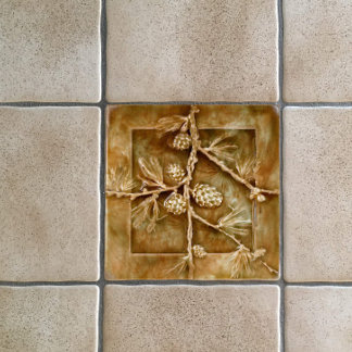 Vintage Art Nouveau Pine Cones Reproduction  Tile