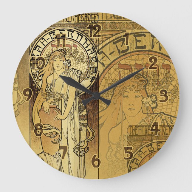 Vintage Art Nouveau Poster Art Large Clock (Front)