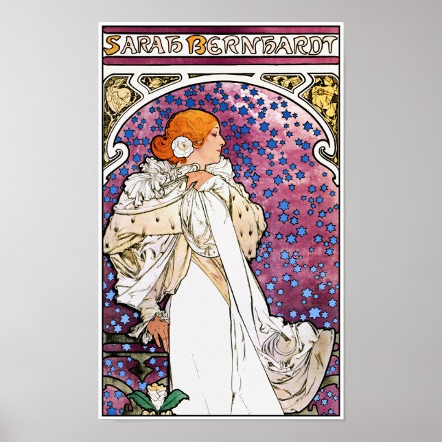 Vintage Art Nouveau Poster Print by Mucha (detail) (Front)