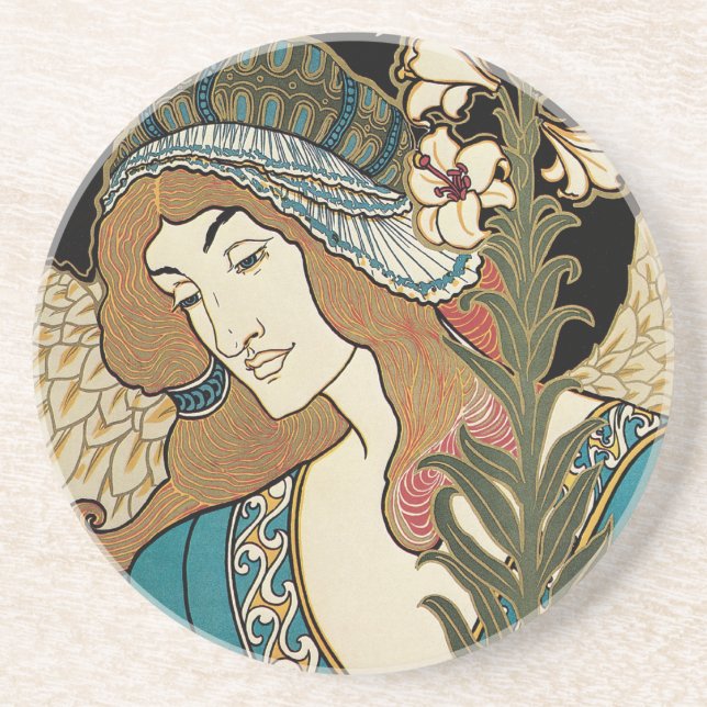 Vintage Art Nouveau, Prang's Easter Publications Coaster (Front)