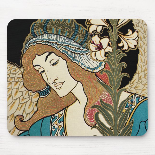 Vintage Art Nouveau, Prang's Easter Publications Mouse Pad (Front)