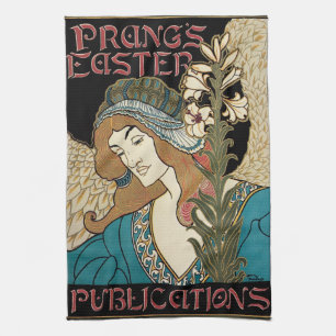 Vintage Art Nouveau, Prangs Easter Publications Tea Towel
