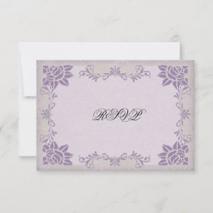 Vintage Art Nouveau Purple Flowers Wedding RSVP Card