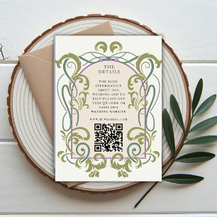 Vintage Art Nouveau QR Code Wedding Details Insert