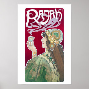 Vintage Art Nouveau Rajah Coffee ad Poster