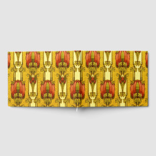 Vintage Art Nouveau Red Tulip Floral Pattern Guest Book