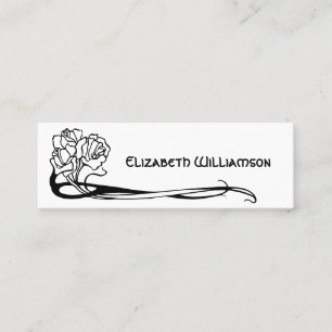 Vintage Art Nouveau Retro Chic Rose Flower Floral Mini Business Card