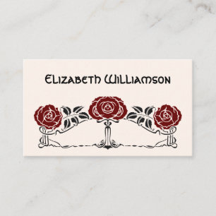 Vintage Art Nouveau Retro Chic Rose Flowers Floral Business Card