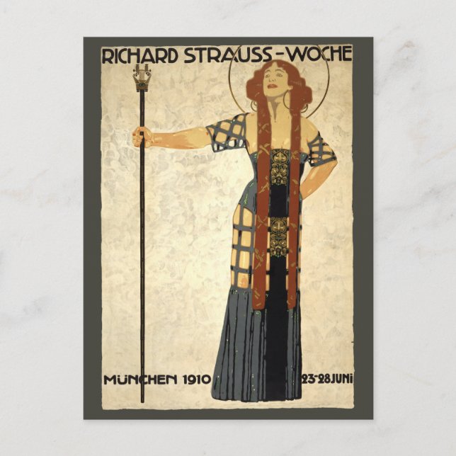 Vintage Art Nouveau Richard Strauss-Woche, Munich Postcard (Front)