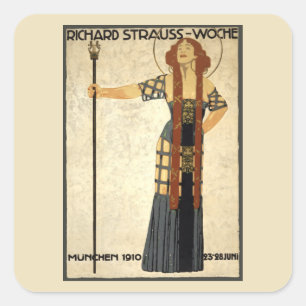 Vintage Art Nouveau Richard Strauss-Woche. Munich Square Sticker