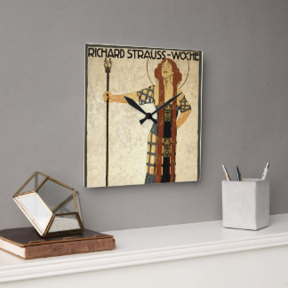 Vintage Art Nouveau Richard Strauss-Woche, Munich Square Wall Clock