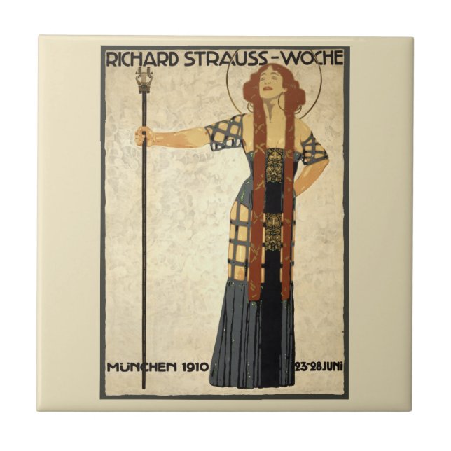 Vintage Art Nouveau Richard Strauss-Woche, Munich Tile (Front)