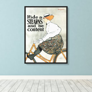 Vintage Art Nouveau, Ride a Sterns Bicycles Bikes Canvas Print