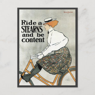 Vintage Art Nouveau, Ride a Sterns Bicycles Bikes Postcard