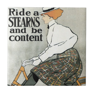 Vintage Art Nouveau, Ride a Sterns Bicycles Bikes Tile