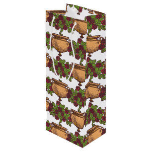 Vintage Art Nouveau rosebush floral wallpaper Wine Gift Bag