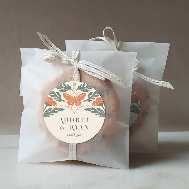 Vintage Art Nouveau Round Wedding Sticker (Vintage Art Nouveau Round Wedding Sticker)