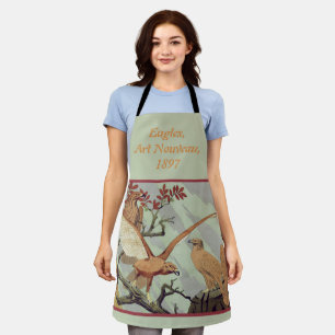 Vintage Art Nouveau Sage Green Eagle Nature Art Apron
