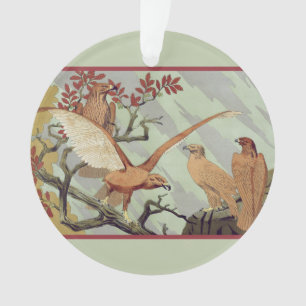 Vintage Art Nouveau Sage Green Eagle Nature Art Ornament