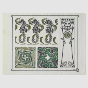 Vintage Art Nouveau Seahorses by Maurice Verneuil Tissue Paper