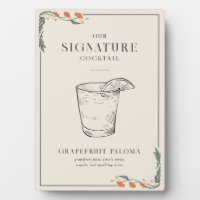 Vintage Art Nouveau Signature Cocktail Sign