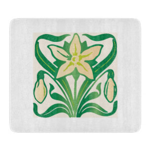 Vintage Art Nouveau snowdrop floral pattern Cutting Board