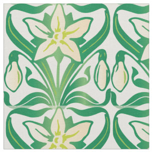 Vintage Art Nouveau snowdrop floral pattern Fabric