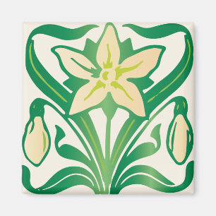Vintage Art Nouveau snowdrop floral pattern Magnet