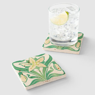 Vintage Art Nouveau snowdrop floral pattern Stone Coaster