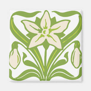 Vintage Art Nouveau snowdrop floral wallpaper Magnet