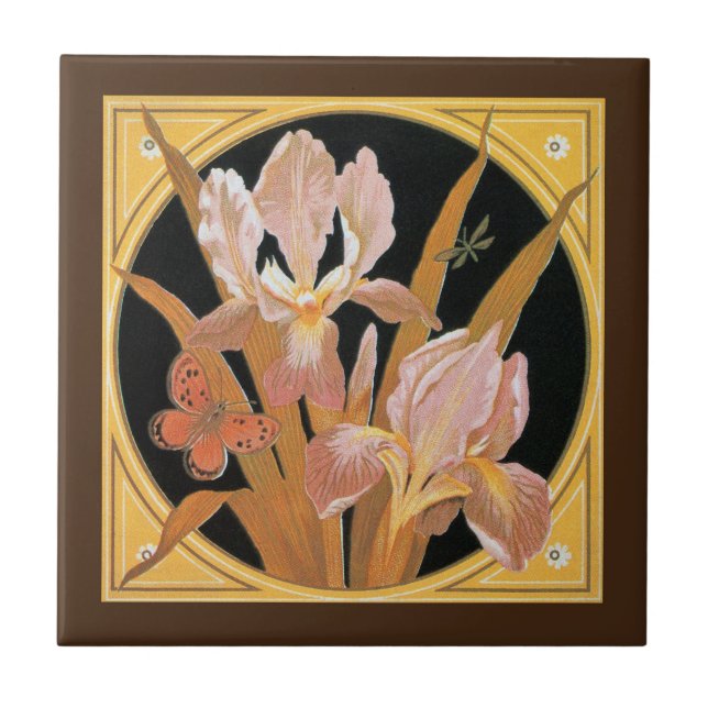 Vintage art nouveau spring leaves tile (Front)