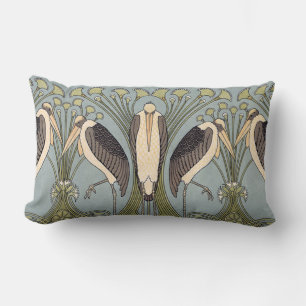 Vintage Art Nouveau Storks Lumbar Cushion